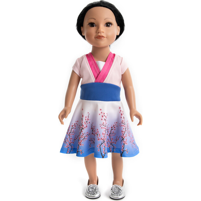 Cherry Blossom Twirl Doll Dress, Multicolor - Doll Accessories - 1