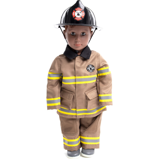 Firefighter With Hat Doll Outfit, Brown