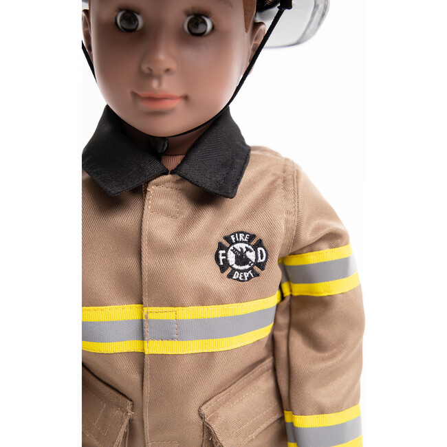 Firefighter With Hat Doll Outfit, Brown - Doll Accessories - 3