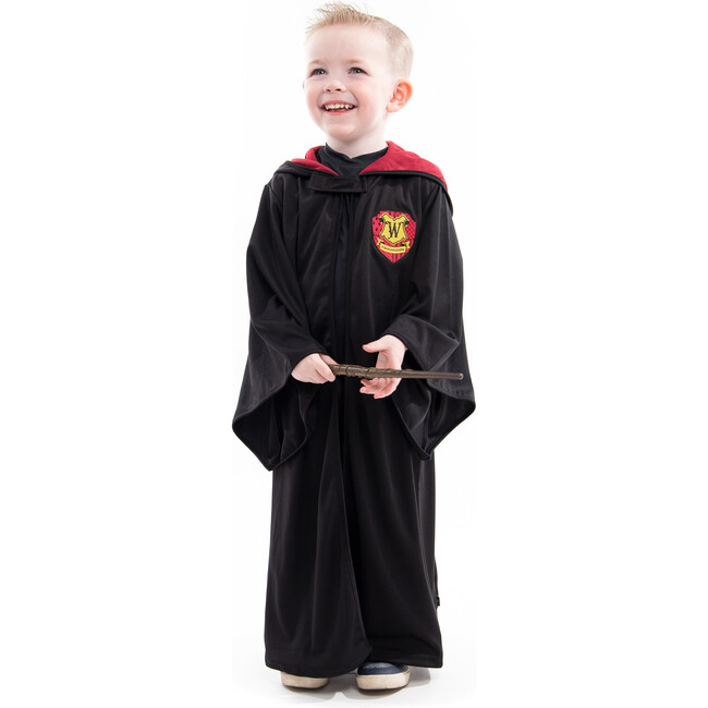Full Sleeve Hooded Wizard Robe, Black And Red