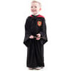 Full Sleeve Hooded Wizard Robe, Black And Red - Costumes - 1 - thumbnail