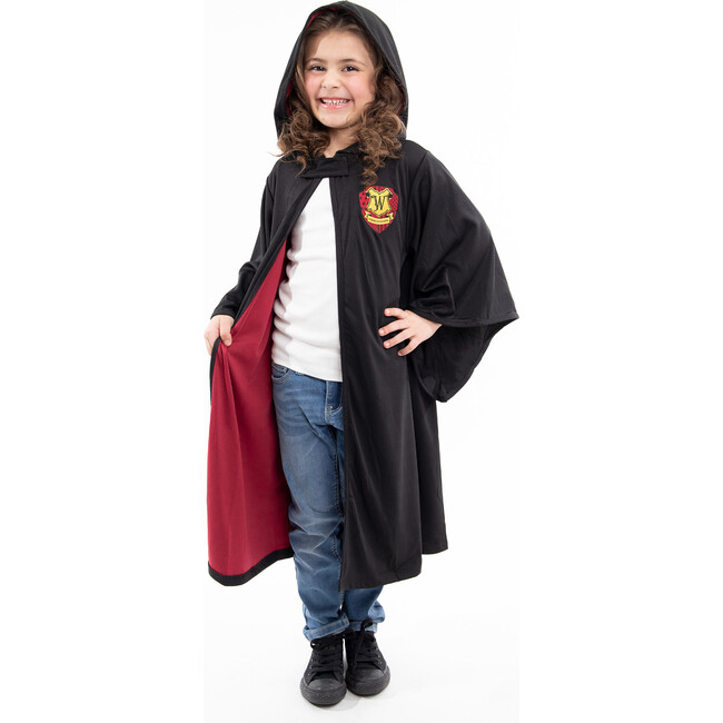 Full Sleeve Hooded Wizard Robe, Black And Red - Costumes - 2