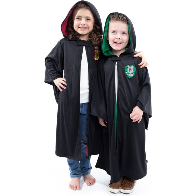 Full Sleeve Hooded Wizard Robe, Black And Green - Costumes - 3