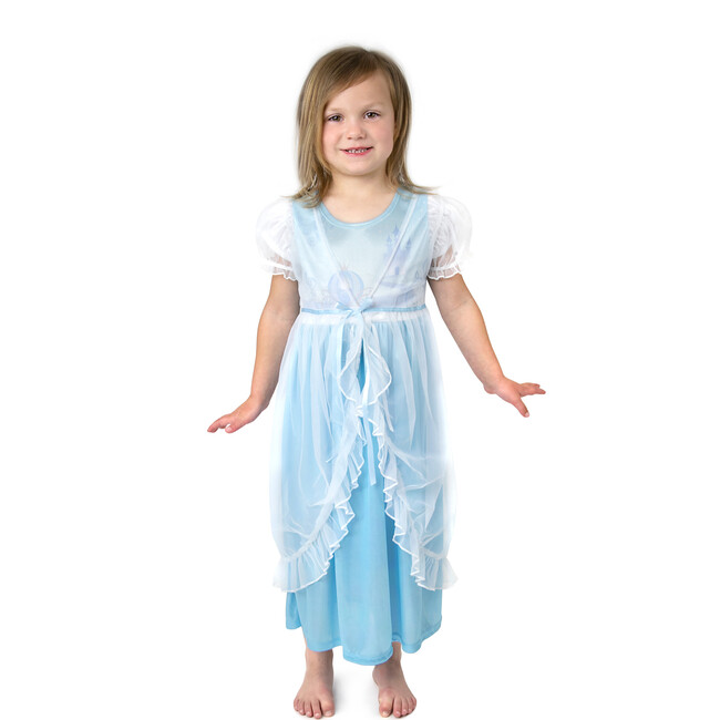 Cinderella Puffed Sleeve Nightgown With White Robe, Light Blue And White