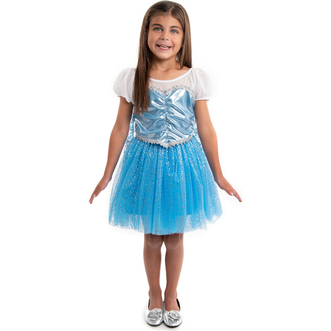 Ice Party Short Sleeve Snowflake Dress, Light Blue And White