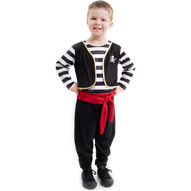 Pirate Full Sleeve Swen-On Vest Set, Black And White - Costumes - 1