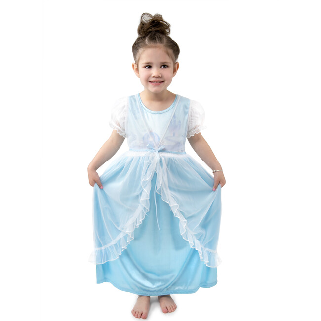Cinderella Puffed Sleeve Nightgown With White Robe, Light Blue And White - Nightgowns - 2