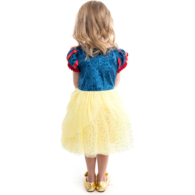 Snow White Short Sleeve Velvet Party Dress, Blue And Multicolor - Costumes - 2