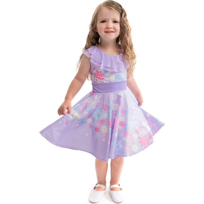 Flower Frilled Collar Twirl Dress, Lilac - Costumes - 1