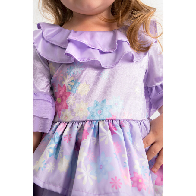 Flower Princess 3/4 Sleeve Floral Dress, Lilac And White - Costumes - 3