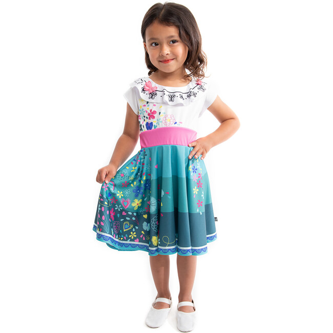 Miracle Short Sleeve Twirl Dress, Blue And White - Costumes - 1