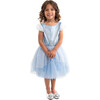 Cinderella Puffed Sleeve Sparkling Party Dress, Light Blue And White - Costumes - 1 - thumbnail