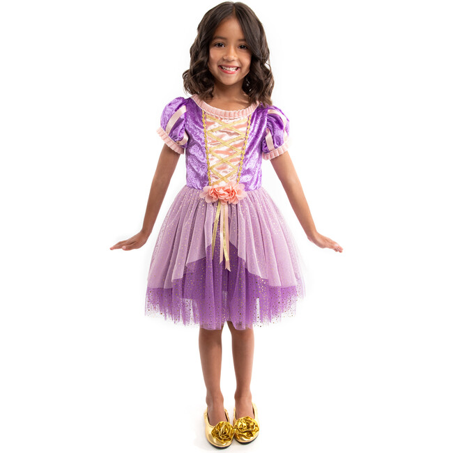 Rapunzel Velvet Sleeved Party Dress, Purple
