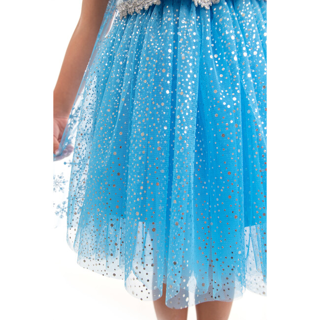 Ice Party Short Sleeve Snowflake Dress, Light Blue And White - Costumes - 4