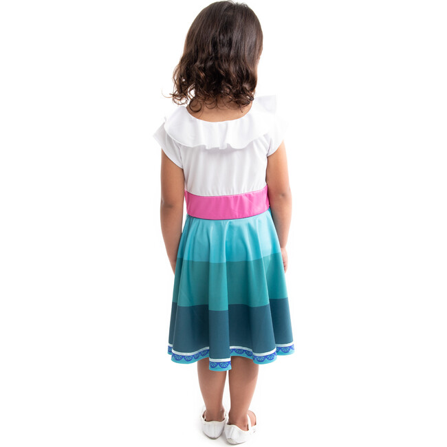 Miracle Short Sleeve Twirl Dress, Blue And White - Costumes - 2