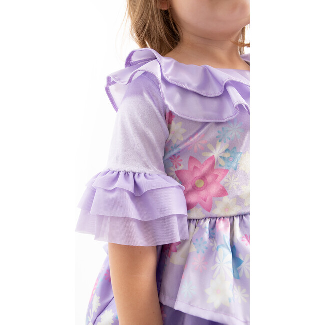 Flower Princess 3/4 Sleeve Floral Dress, Lilac And White - Costumes - 4