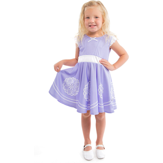Amulet Printed Floral Twirl Dress, Lilac And White - Costumes - 1