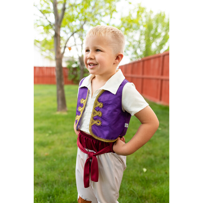 Oasis Prince Collared Shirt With Sewn-On Vest Set, Purple - Costumes - 4