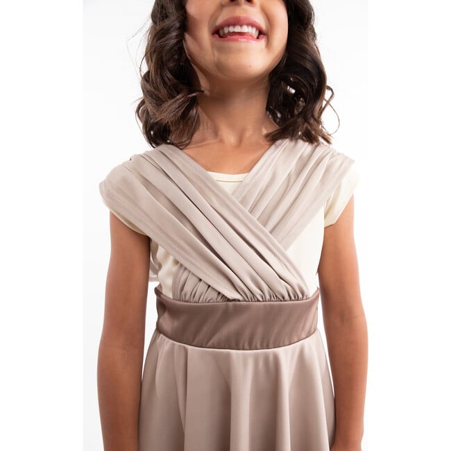 Galactic Scavenger Ruffle Collar Twirl Dress, Tan - Costumes - 3