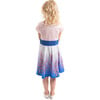 Cherry Blossom Short Sleeve Ombre Twirl Dress, White And Blue - Costumes - 2