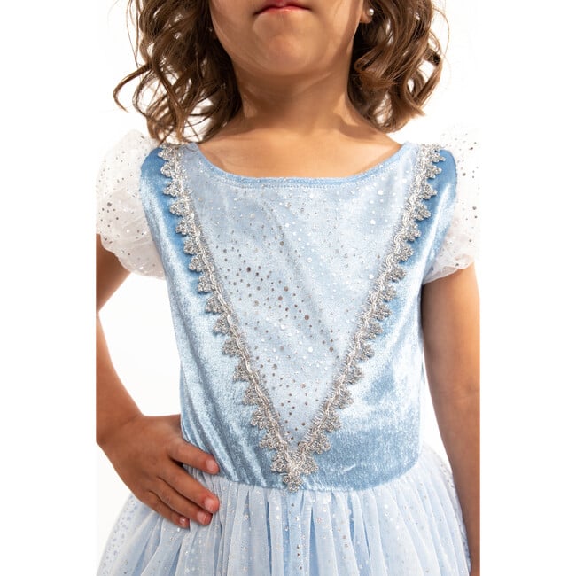 Cinderella Puffed Sleeve Sparkling Party Dress, Light Blue And White - Costumes - 3