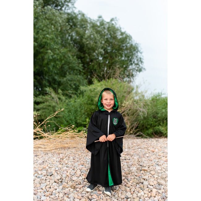 Full Sleeve Hooded Wizard Robe, Black And Green - Costumes - 5