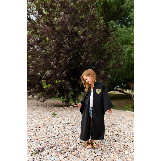 Full Sleeve Hooded Wizard Robe, Black And Yellow - Costumes - 5