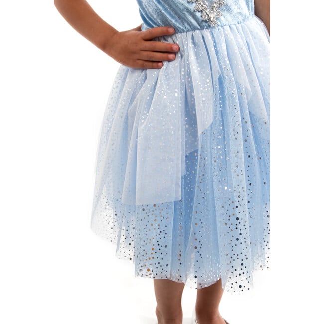 Cinderella Puffed Sleeve Sparkling Party Dress, Light Blue And White - Costumes - 4