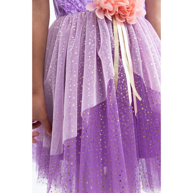 Rapunzel Velvet Sleeved Party Dress, Purple - Costumes - 4