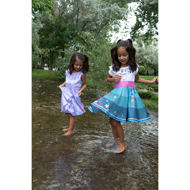 Miracle Short Sleeve Twirl Dress, Blue And White - Costumes - 5