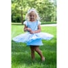 Cinderella Puffed Sleeve Sparkling Party Dress, Light Blue And White - Costumes - 6