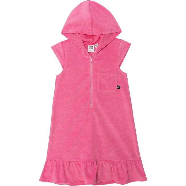 Zip-Up Hooded Beach Dress, Pink