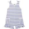 Striped Jumpsuit With Frill, Blue And White - Rompers - 1 - thumbnail