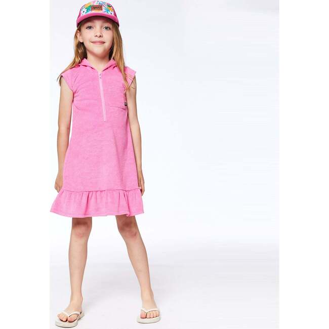 Zip-Up Hooded Beach Dress, Pink - Dresses - 2