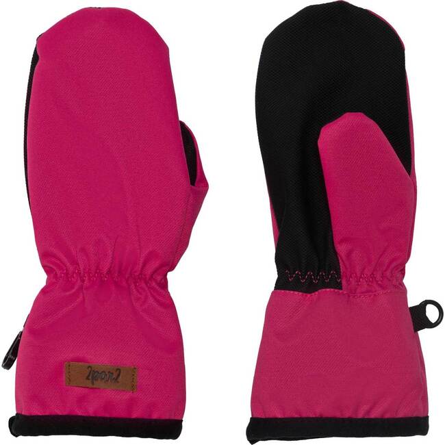 Spring Mitts With Elastic Cuffs, Fuchsia Pink