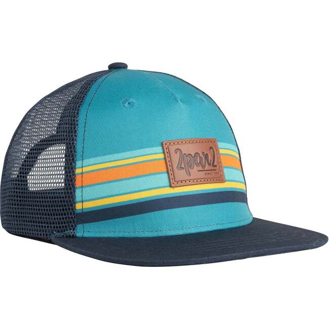 Striped Cap, Turquoise - Hats - 1