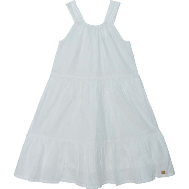 Sleeveless Swiss Dot Cotton Midi Dress, White