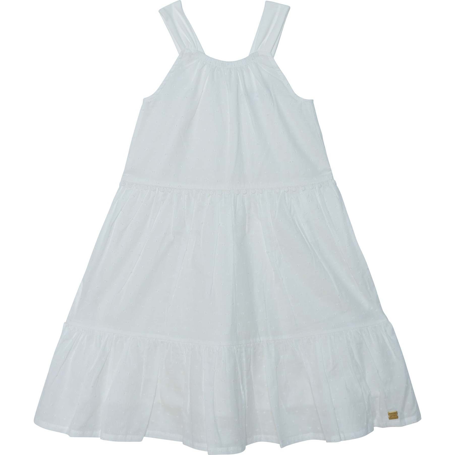 Sleeveless Swiss Dot Cotton Midi Dress, White - Dresses - 1