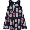 Sleeveless Dress With Frill, And Print, Black Iced Sweets - Dresses - 1 - thumbnail