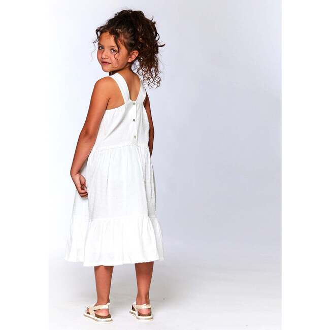 Sleeveless Swiss Dot Cotton Midi Dress, White - Dresses - 2