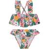 Printed Two-Piece Swimsuit, Light Pink Tropical Flowers - Two Pieces - 1 - thumbnail
