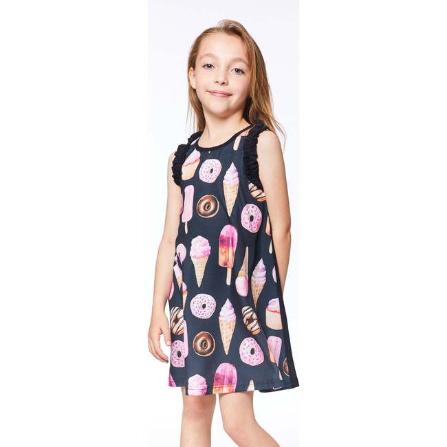 Sleeveless Dress With Frill, And Print, Black Iced Sweets - Dresses - 4