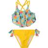 Printed Two-Piece Swimsuit, Blue Pineapple And Yellow - Two Pieces - 1 - thumbnail