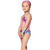 Printed Two-Piece Swimsuit, Pink Stripe And Blue Roses - Two Pieces - 2