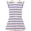 Striped Short Sleeve Dress, Violet And White - Dresses - 1 - thumbnail