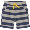 Striped Terry Cloth Shorts, Grey And Navy - Shorts - 1 - thumbnail