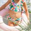 Printed Two-Piece Swimsuit, Light Pink Tropical Flowers - Two Pieces - 2 - thumbnail