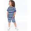 Striped Terry Cloth Shorts, Grey And Navy - Shorts - 2