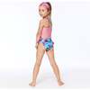Printed Two-Piece Swimsuit, Pink Stripe And Blue Roses - Two Pieces - 3