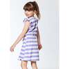 Striped Short Sleeve Dress, Violet And White - Dresses - 3 - thumbnail